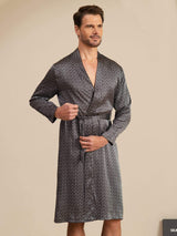 [Ginkgo Nero] SilkSilky-IT Long Sleeve V Neck Vestaglia da uomo 003