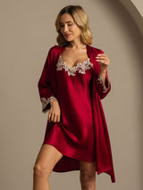 [Vino] SilkSilky-IT 3/4 Sleeve V Neck Set camicia e vestaglia 003
