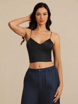 [Nero] SilkSilky-IT Spaghetti Strap V Neck Cami 005