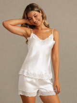 [Bianco] SilkSilky-IT Sleeveless V Neck Set di Bretelle 001