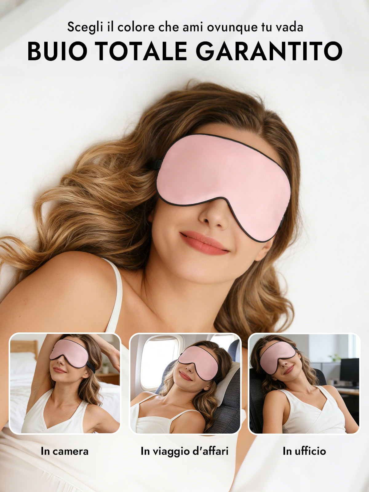[Rosa Chiaro] SilkSilky-IT Mascherina da Notte 006