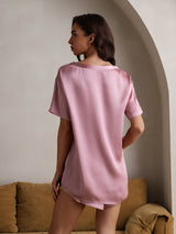 [Malva Pallido] SilkSilky-IT Short Sleeve Round Neck Pigiami da donna 002