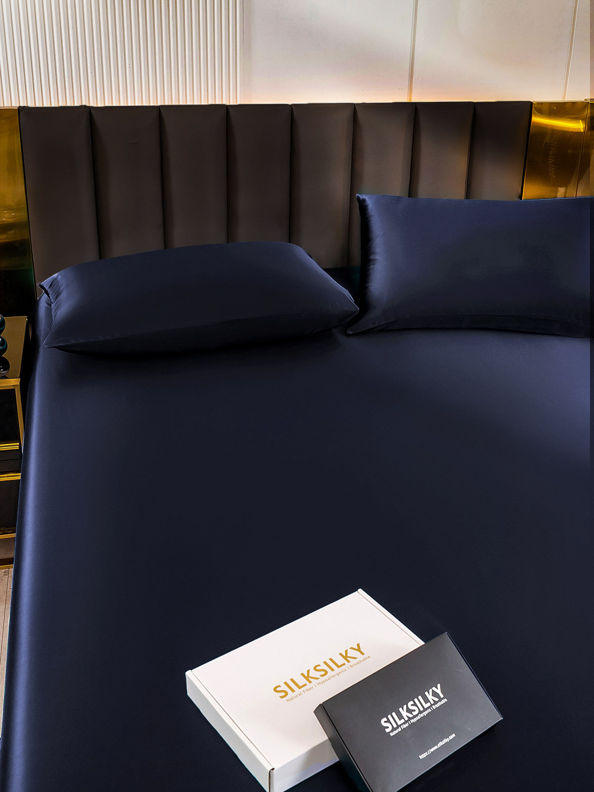 [Blu Scuro] SilkSilky-IT 22Momme Seta pura Bedding Set 005