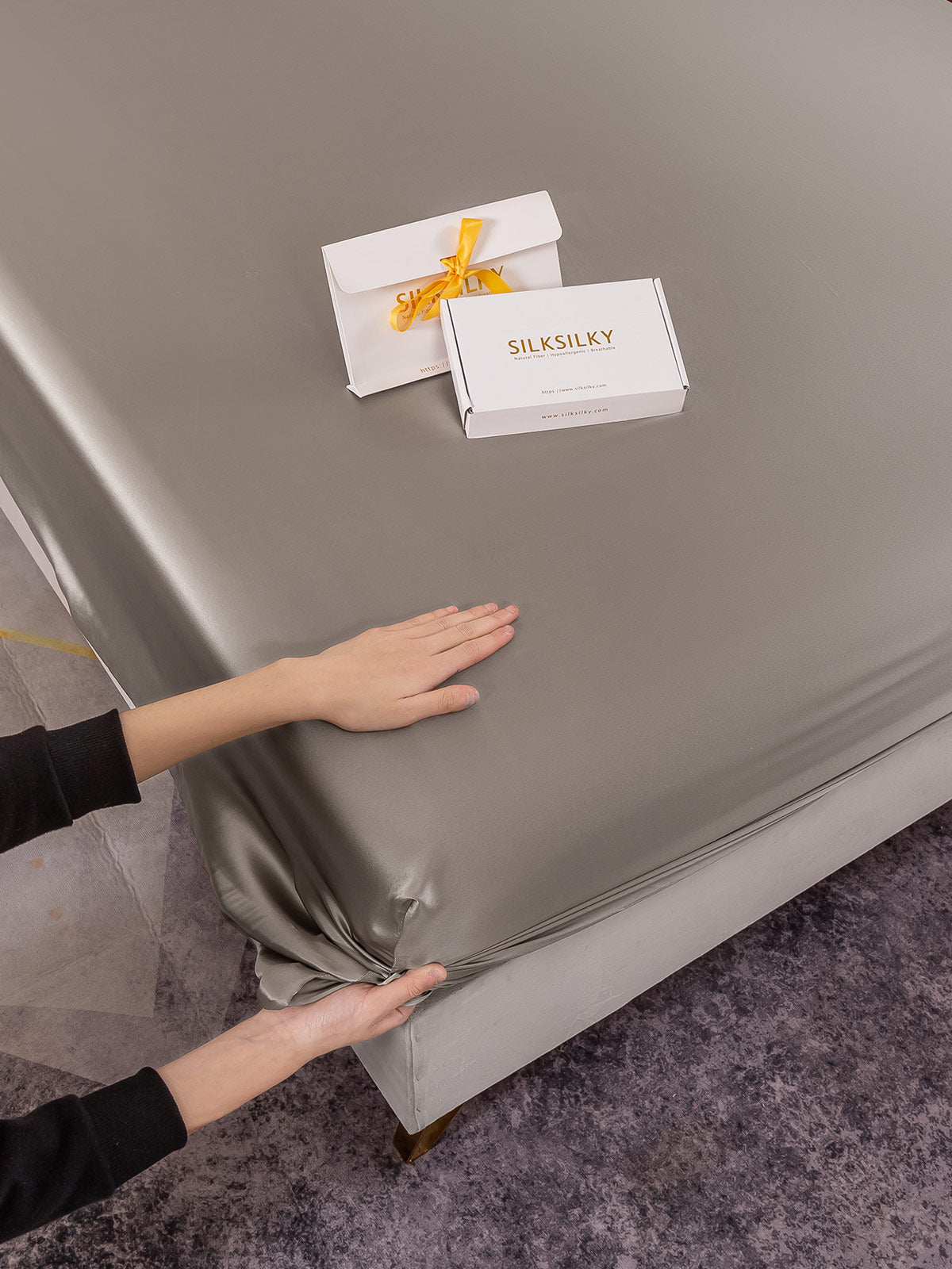 [Grigio] SilkSilky-IT 19Momme Seta pura Sheet 007