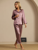 [Malva Pallido] SilkSilky-IT Long Sleeve Lapel Collar Pigiami da donna 008