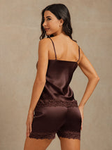 [Marrone] SilkSilky-IT Sleeveless V Neck Set di Bretelle 005