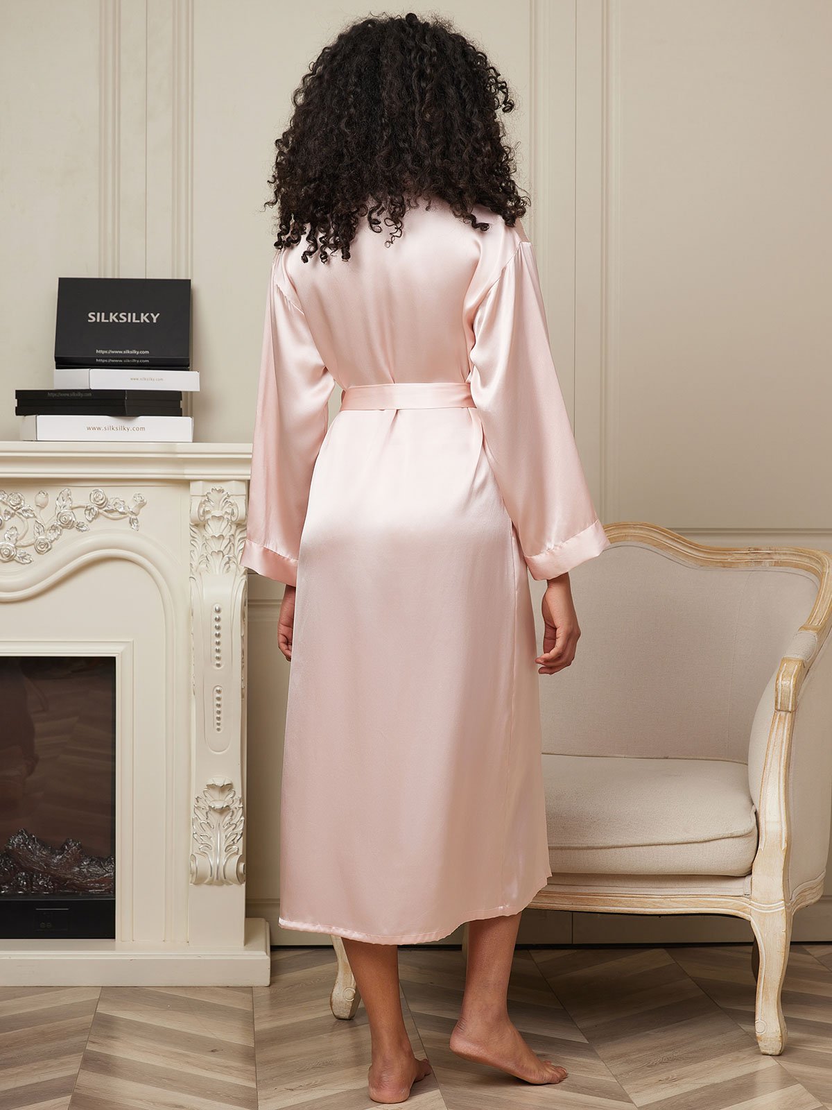 [Rosa] SilkSilky-IT Seta pura Womens Robe 002,