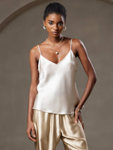 [Beige] SilkSilky-IT Spaghetti Strap V Neck Cami 001
