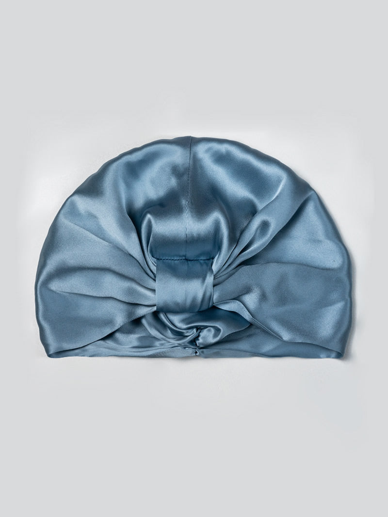 [Blu Acciaio] SilkSilky-IT Seta pura Sleep Cap 005