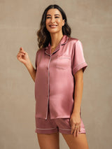 [Malva Pallido] SilkSilky-IT Short Sleeve Lapel Collar Pigiami da donna 007