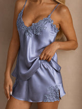 [Blu Acciaio] SilkSilky-IT Sleeveless V Neck Set di Bretelle 004