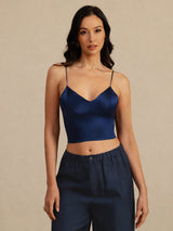 [Blu Scuro] SilkSilky-IT Spaghetti Strap V Neck Cami 003