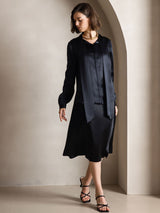 [Nero] SilkSilky-IT Long Sleeve Tie Neck Bluse 002