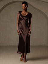 [Caffè] SilkSilky-IT Cap Sleeve Vestiti da donna 003