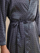 [Ginkgo Blu Navy] SilkSilky-IT Long Sleeve V Neck Vestaglia da uomo 006