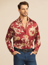 [Drago Vino] SilkSilky-IT Long Sleeve Lapel Collar Camicia da uomo 003