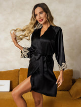 [Nero] SilkSilky-IT 3/4 Sleeve Vestaglia da donna 001