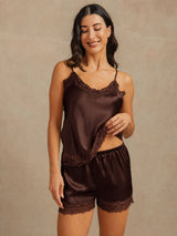 [Marrone] SilkSilky-IT Sleeveless V Neck Set di Bretelle 002