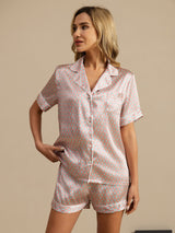 [Rosa Cuore Geo] SilkSilky-IT Maniche Corte Pigiami da donna 003