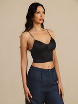 [Nero] SilkSilky-IT Spaghetti Strap V Neck Cami 002