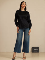 [Nero] SilkSilky-IT 19Momme Long Sleeve Round Neck Camicette 005