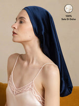 [Blu Scuro] SilkSilky-IT Cuffia di seta 001