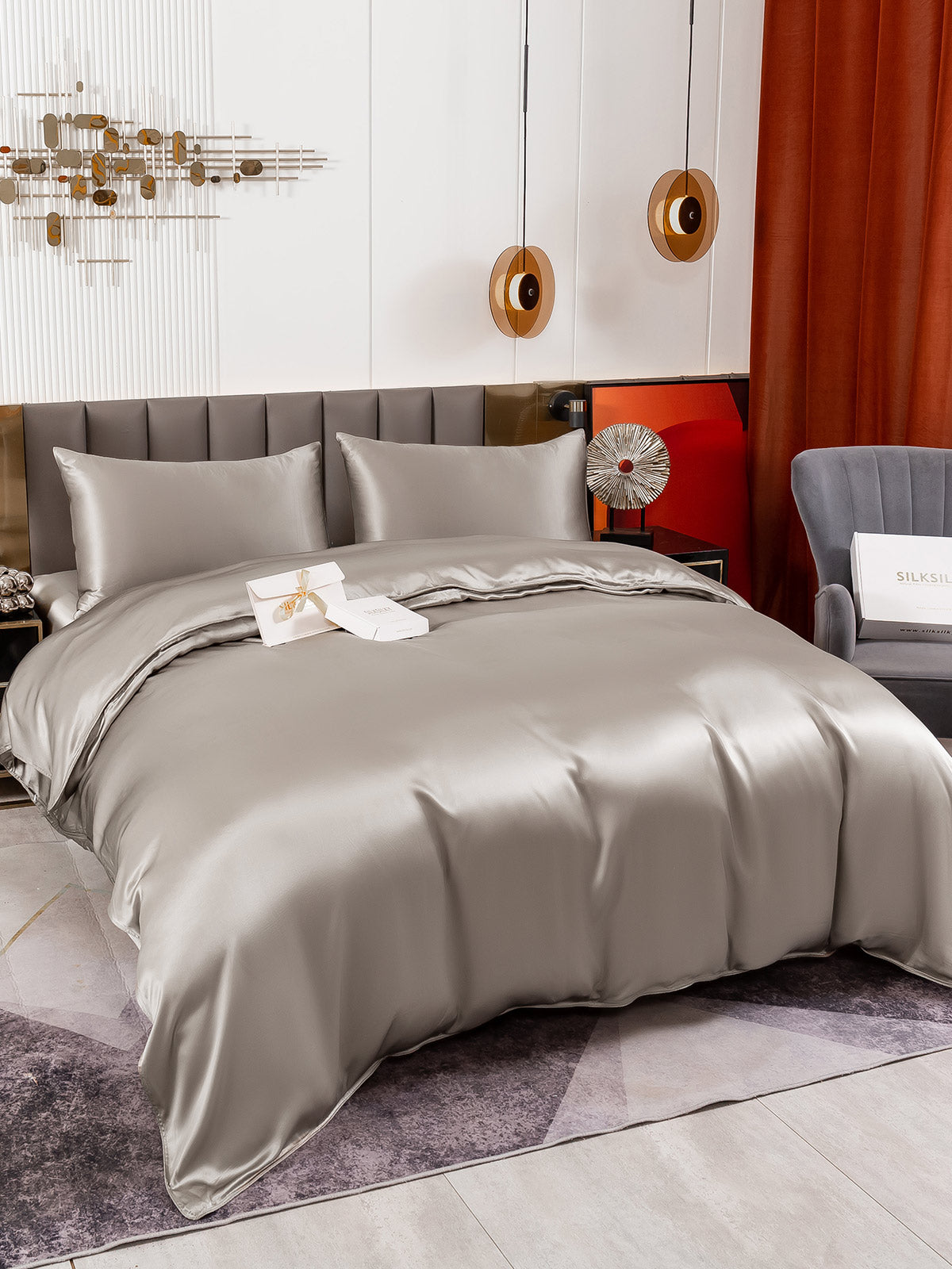 [Grigio] SilkSilky-IT 19Momme Seta pura Bedding Set 005