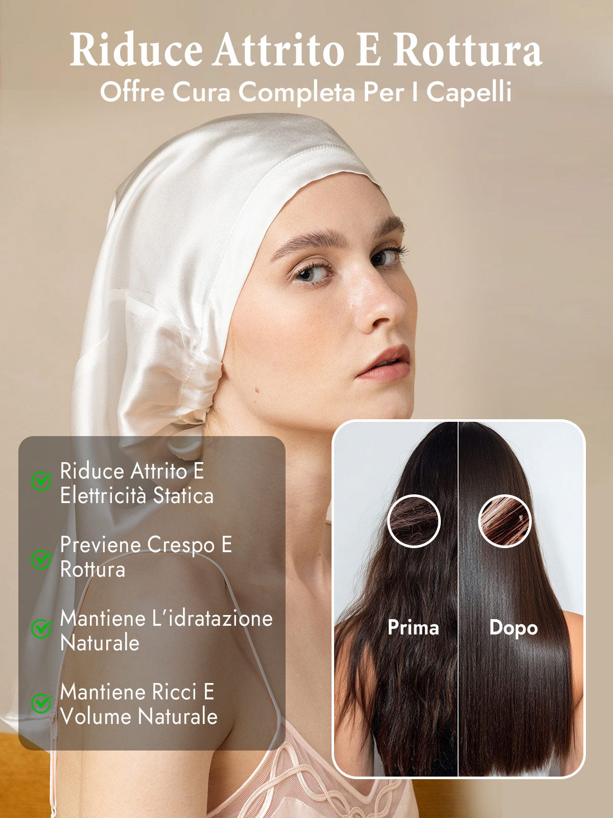 [Bianco] SilkSilky-IT Cuffia di seta 004