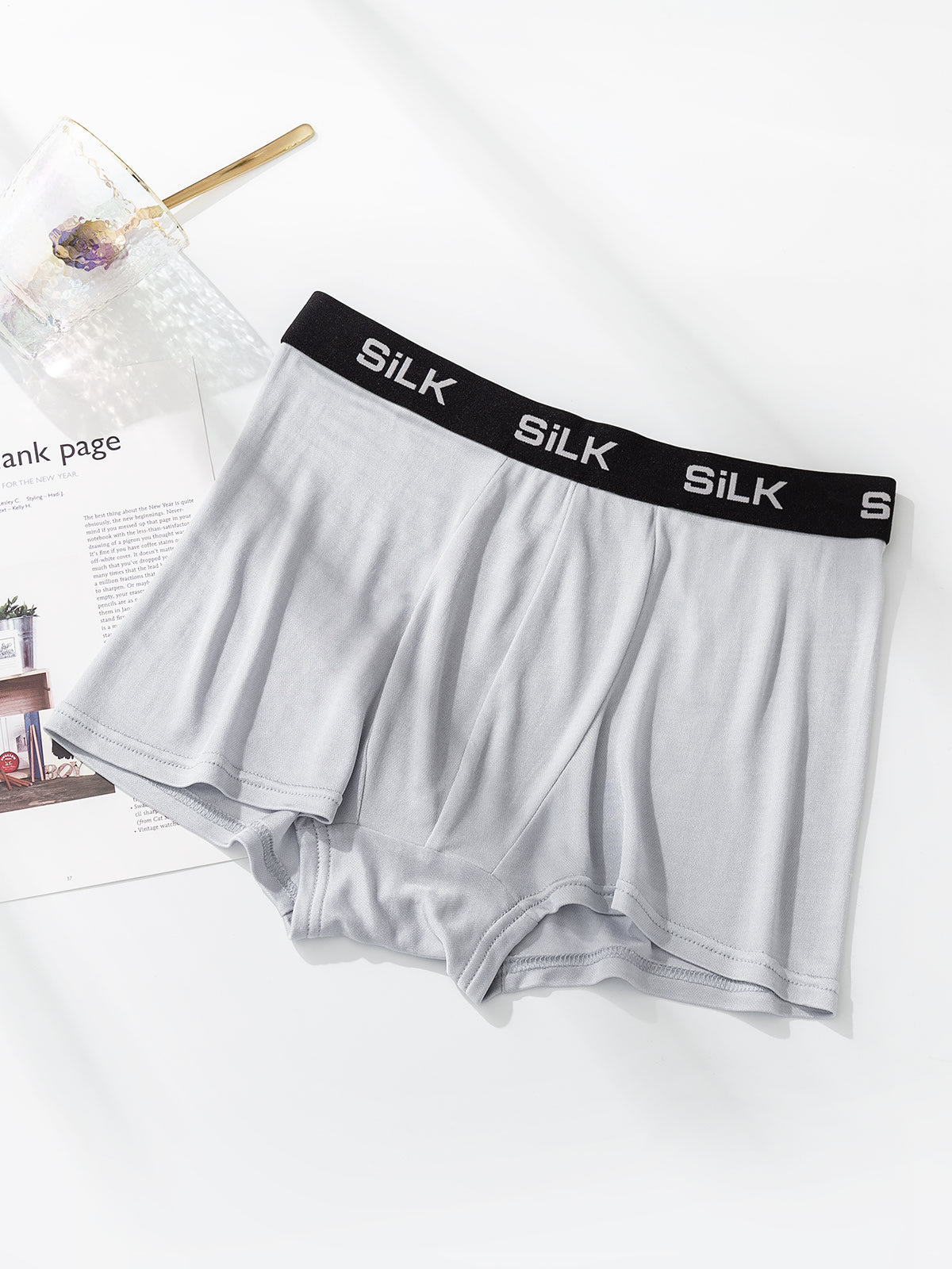 [Grigio] SilkSilky-IT Seta pura Mens Underwear 003