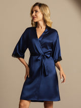 [Blu Scuro] SilkSilky-IT Half Sleeve Vestaglia da donna 005