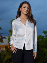 [Bianco] SilkSilky-IT Long Sleeve Lapel Collar Camicie da donna 003