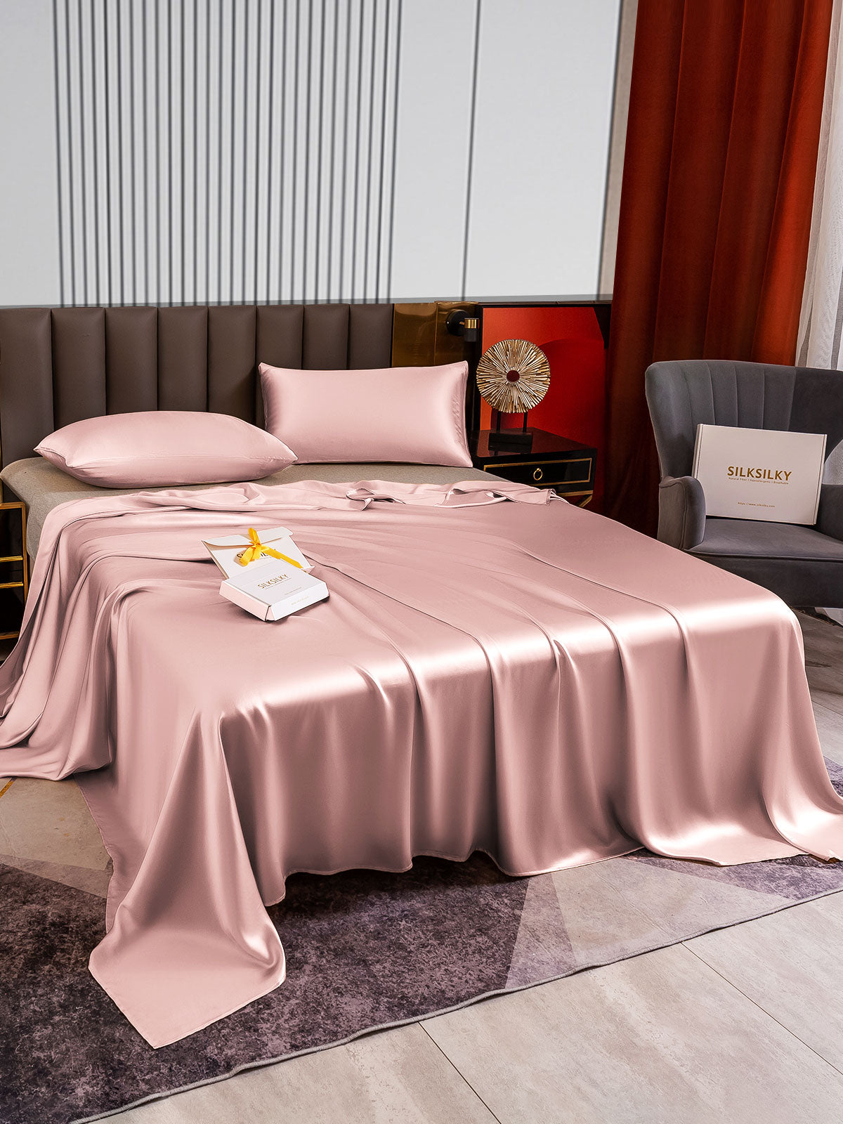 [Malva Pallido] SilkSilky-IT 22Momme Seta pura Bedding Set 003