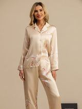 [Champagne] SilkSilky-IT Long Sleeve Lapel Collar Pigiami da donna 003