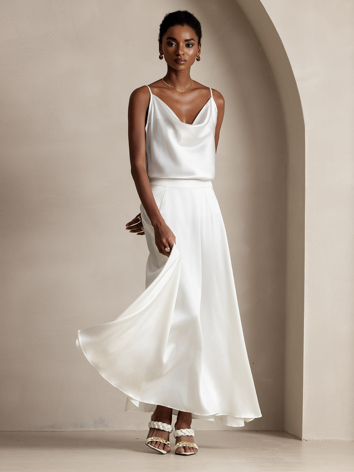 [Bianco] SilkSilky-IT 19Momme Seta Skirt 006