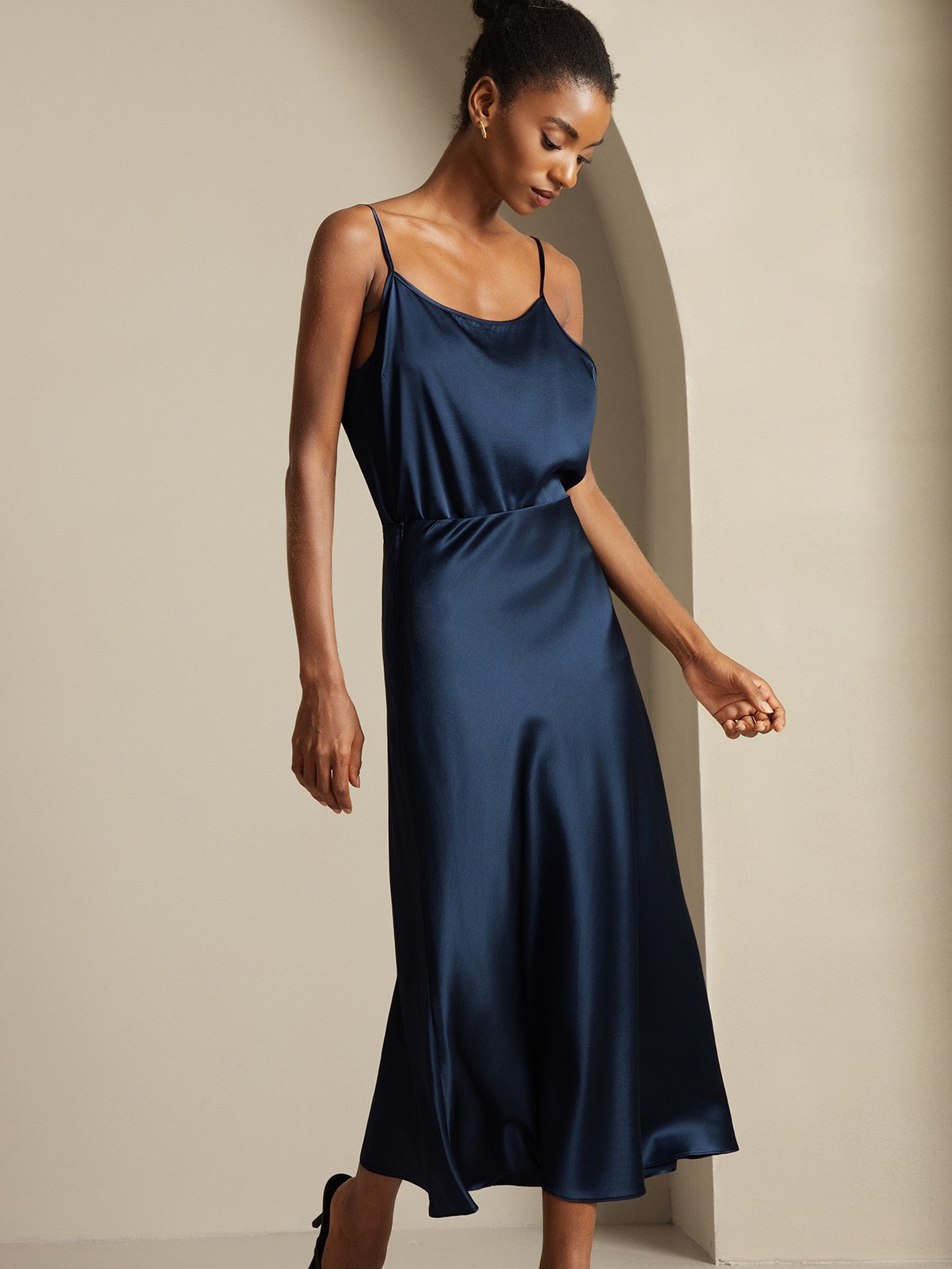 [Blu Scuro] SilkSilky-IT 19Momme Seta pura Womens Outfit Sets 006,