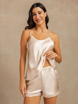 [Beige] SilkSilky-IT Sleeveless V Neck Set di Bretelle 004