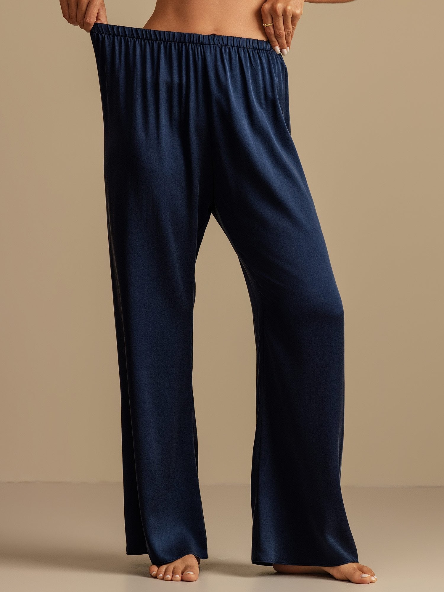 [Blu Scuro] SilkSilky-IT 19Momme Seta Womens Sleep Bottoms 005,