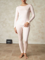 [Rosa Chiaro] SilkSilky-IT Manica lunga Scollo rotondo Intimo Lungo Donna 005