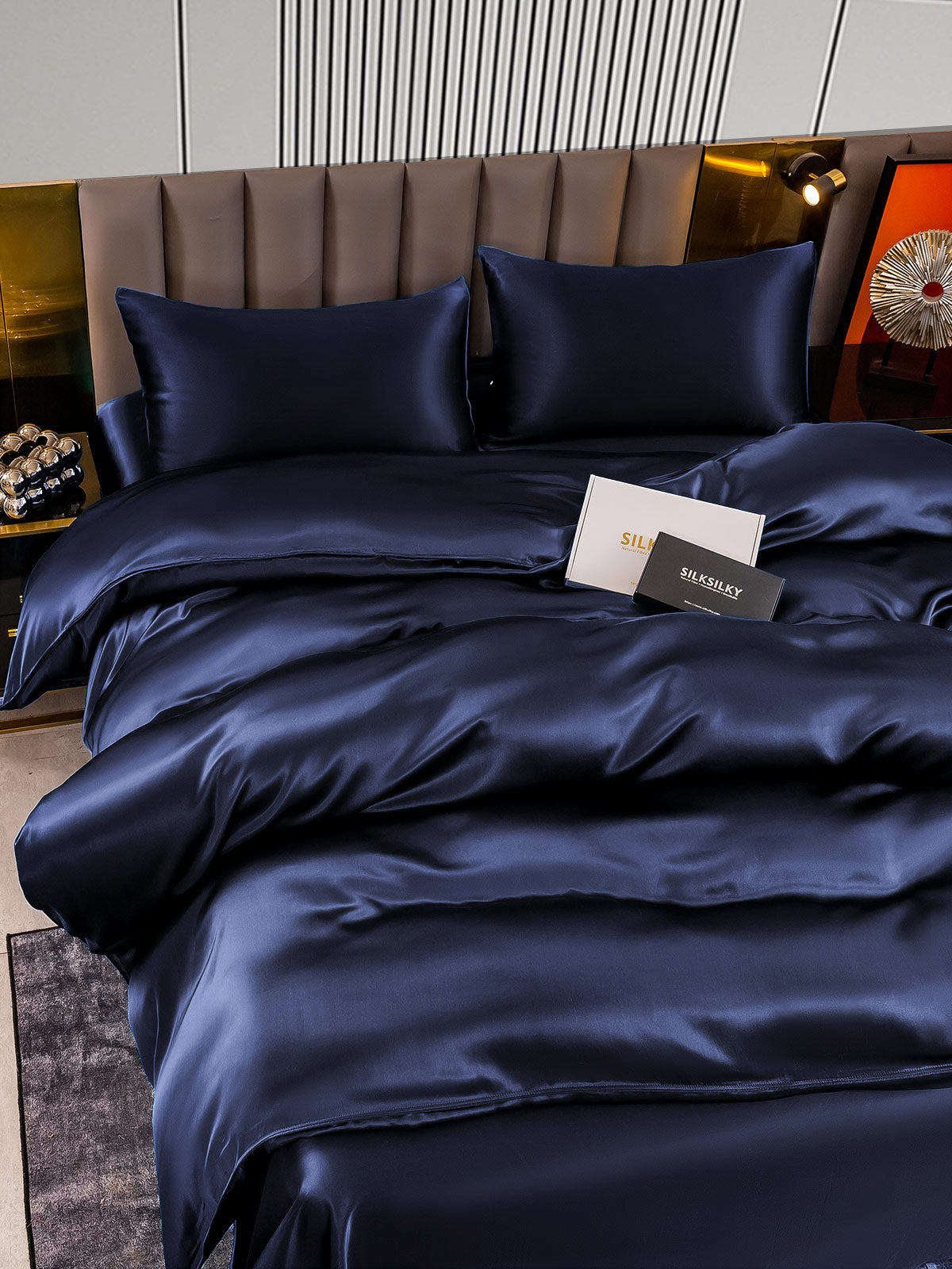 [Blu Scuro] SilkSilky-IT 22Momme Seta pura Bedding Set 004