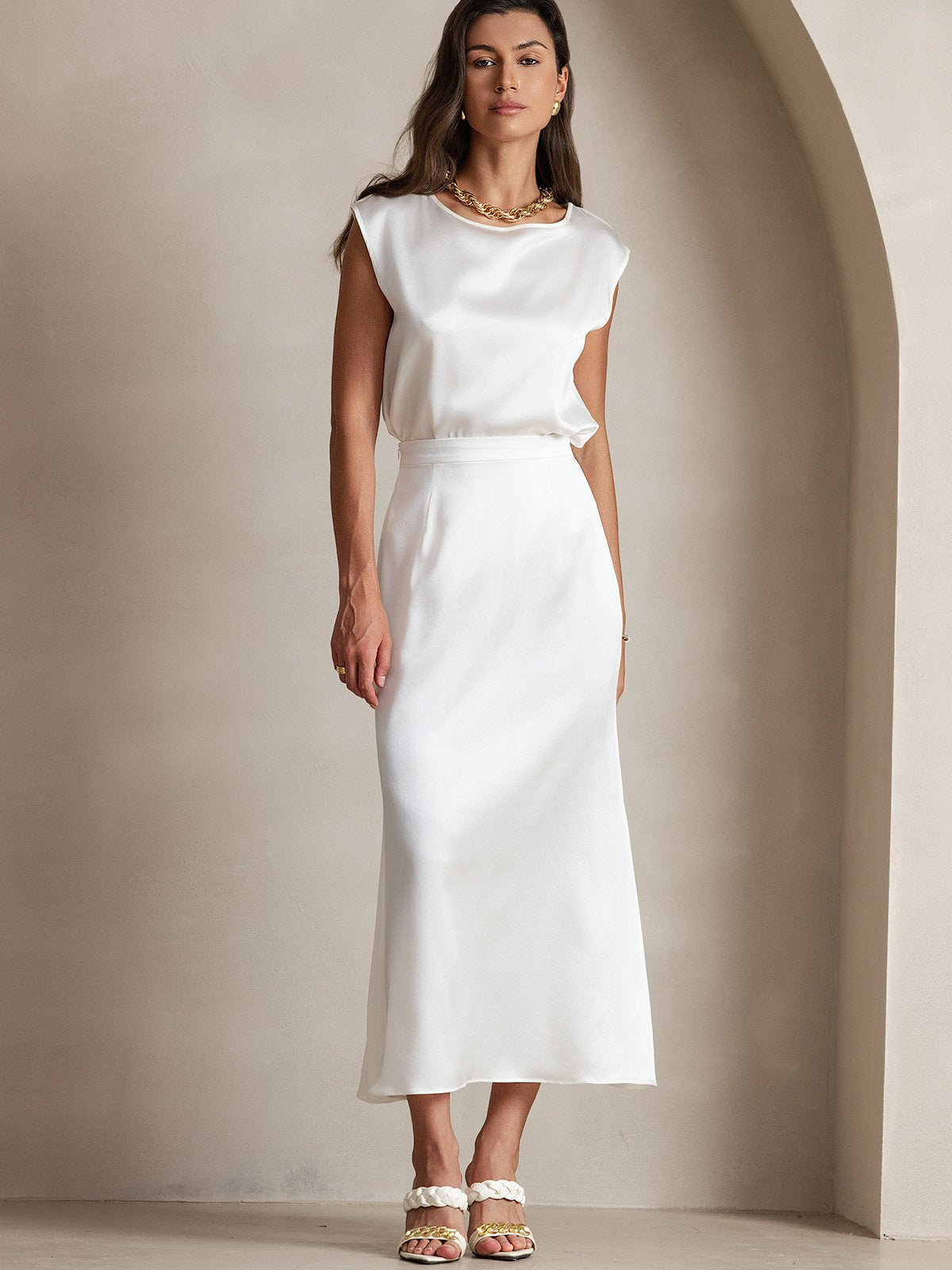 [Bianco] SilkSilky-IT 19Momme Seta Skirt 006