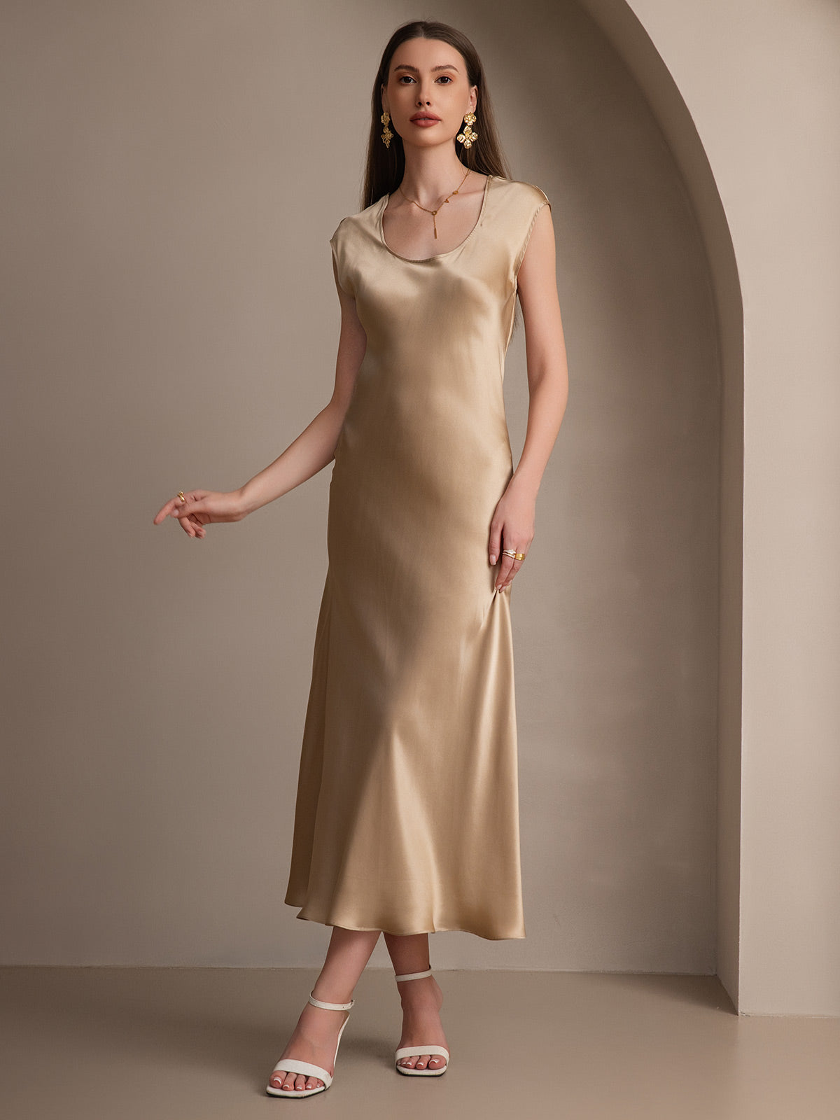 [Champagne] SilkSilky-IT 19Momme Seta Dress 004