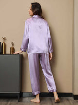 [Lavanda] SilkSilky-IT Manica lunga Collo a Taglio Pigiami da donna 002