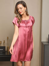 [Malva Pallido] SilkSilky-IT Cap Sleeve Square Neck Camicia da notte 005