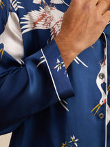 [Blu Scuro] SilkSilky-IT Long Sleeve Lapel Collar Pigiami da uomo 006