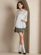 [Bianco] SilkSilky-IT Long Sleeve Lapel Collar Camicie da donna 006