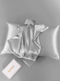 SilkSilky-IT 19Momme Seta pura Pillowcase Argento 007