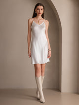 [Bianco] SilkSilky-IT Sleeveless V Neck Vestiti da donna 006