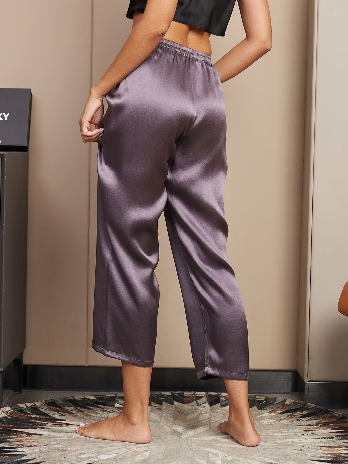 [Grigio Porpora] SilkSilky-IT Seta pura Womens Sleep Bottoms 002