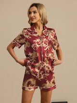 [Drago Vino] SilkSilky-IT Short Sleeve Lapel Collar Pigiami da donna 003