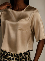 [Champagne] SilkSilky-IT Half Sleeve Magliette donna 008